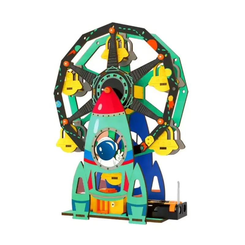 29pcs brinquedo haste de madeira elétrica roda gigante DIY construção kit 3D puzzle madeira montar modelo de brinquedo para crianças descoberta científica conjunto