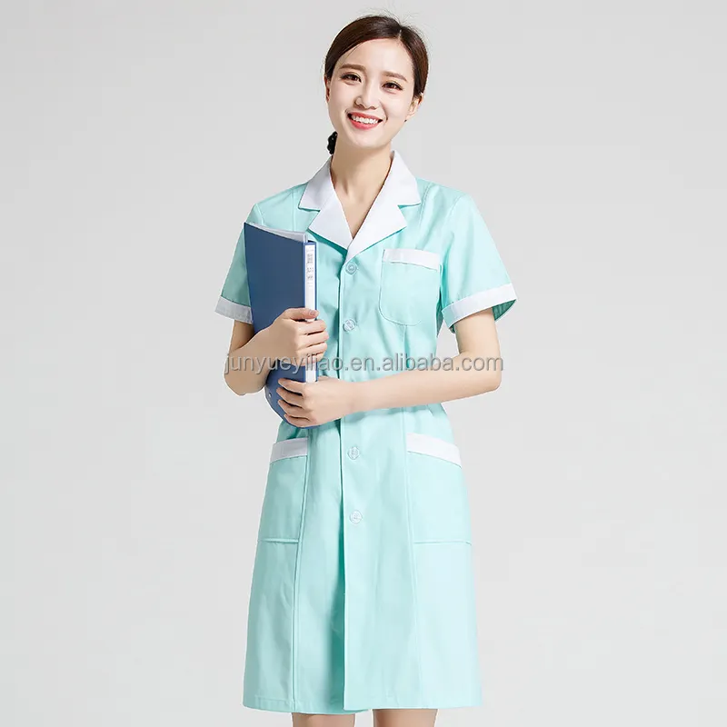 Abrigo de médico y enfermera, uniforme de Hospital de algodón transpirable, vestido de verano, fruta, Verde