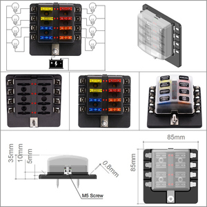 8ウェイATCヒューズホルダー5A10A 15A20Aブレードバッテリー端子マウントヒューズボックス、透明カバーLEDライト付き - Product Image 6