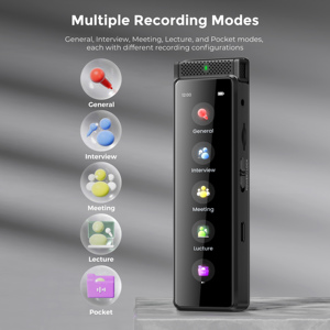 Grabadora de voz con pantalla táctil digital Formato de audio MP3 Control de botón activado por voz para transcripción STT para conferencias Reuniones - Product Image 2