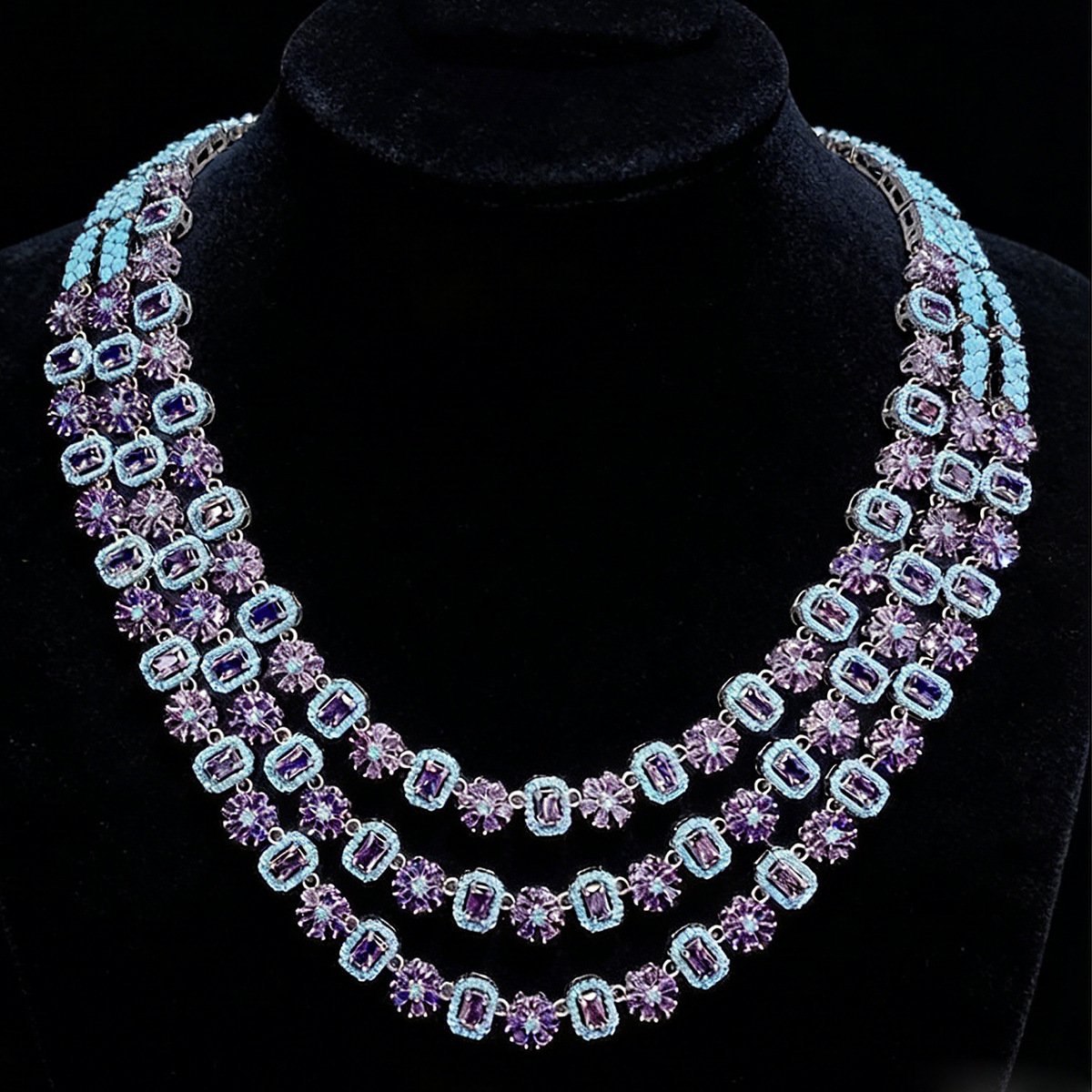 Collier zircon bleu-base argent