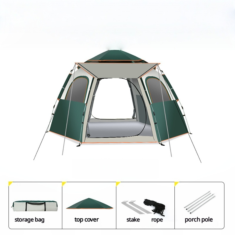 Tenda verde due porte e due finestre