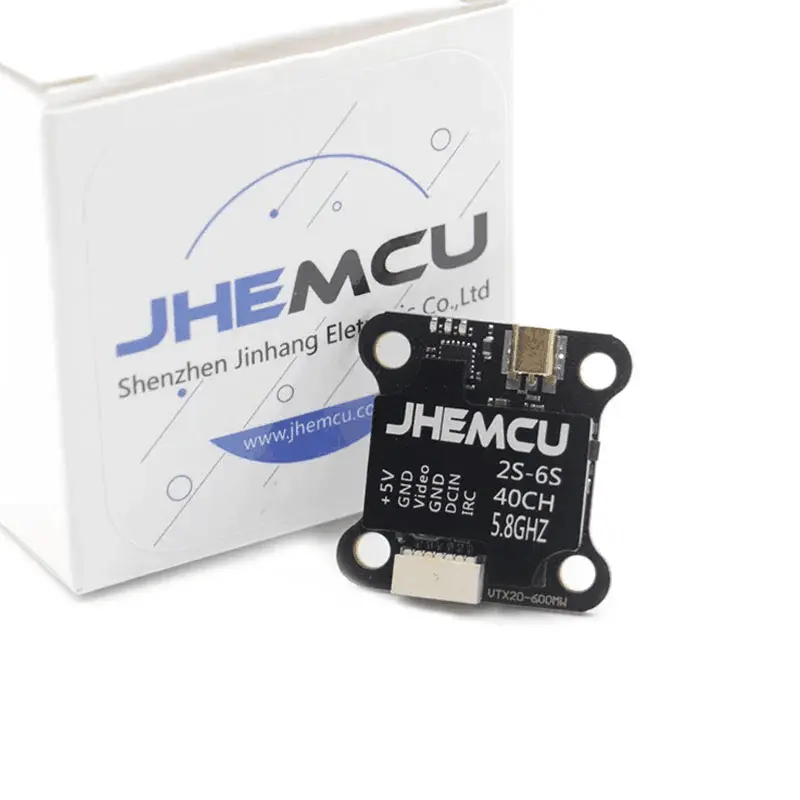 JHEMCU VTX20-600 Transmissor 5.8G 40CH PitMode 25mW 100mW 200mW 400mW 600mW VTX ajustável 7-26V 20X20mm para FPV RC Racing Drone