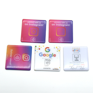 Factory Customization 13.56mhz NFC Chip Google Reviews Stickers Acrylic QR <strong>Code</strong> NFC Menu Sign Social Media Google Review Plate