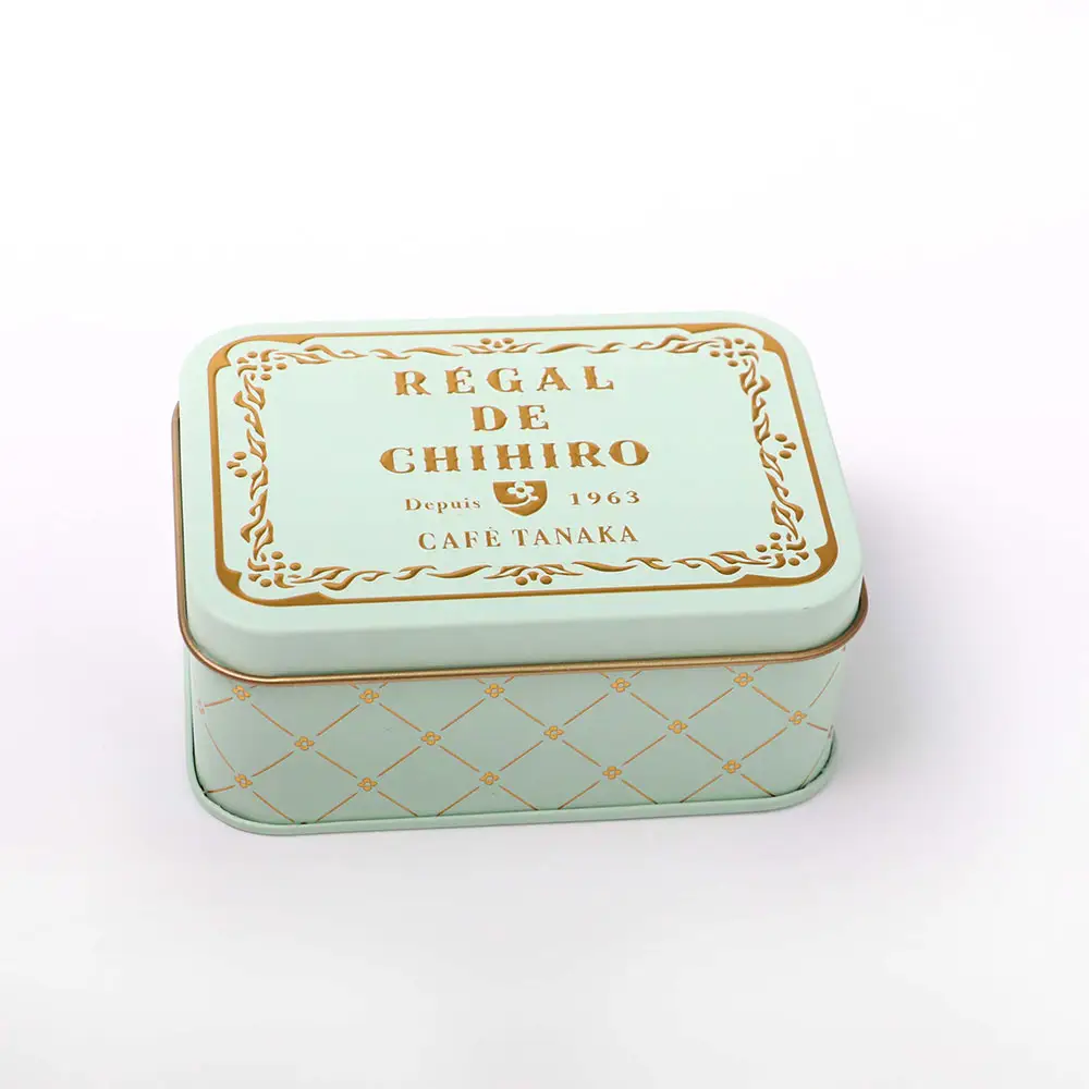 Lasergravur kundenspezifische luxus Pastell rechteckige Mini-Zubehör-Verpackung aus Zinn für Süßigkeiten Metallgeschenk Plätzchen Zinn Tee stapelbare Behälter