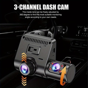 3 vie auto Dvr Hd 1080p 3-len all'interno del veicolo Dash Cam 3 canali anteriore + interno + posteriore telecamera dash recorder F2.0 grande apertura - Product Image 4
