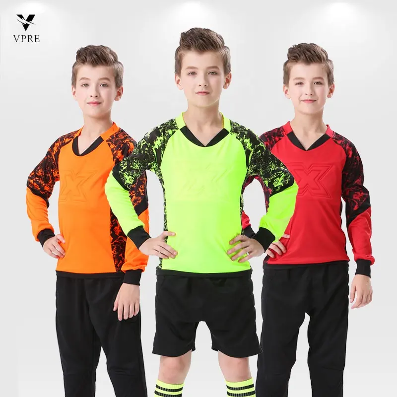 Custom Adult Kids Soccer Goalkeeper Jerseys Cheap Football Goalkeeper Uniformes Esponja Proteção de Segurança Goalkeeper Kits MJ801