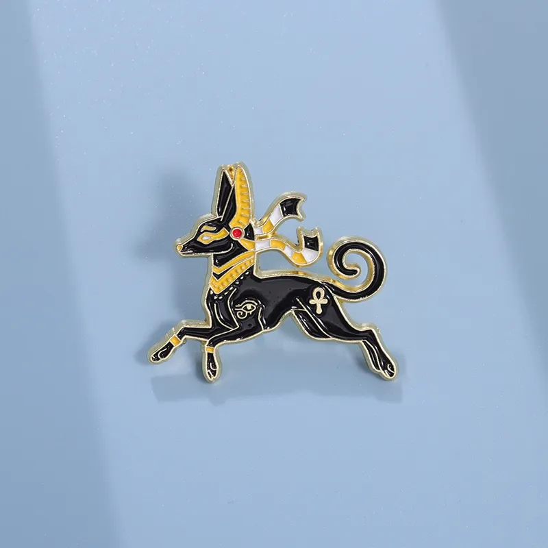 Mitología egipcia Dios DE LA MUERTE Anubis perro imagen esmalte broche ropa de moda accesorios regalo joyería para amigos