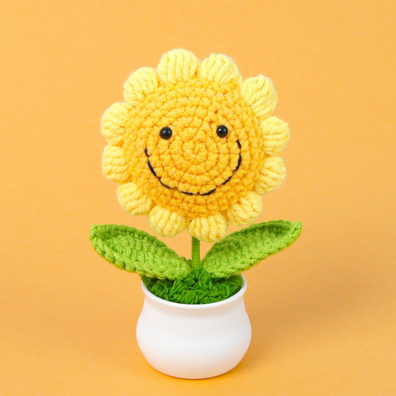 Mini plante en pot tournesol visage souriant à 7 cercles-jaune