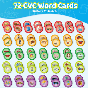 Пользовательские CVC Word Memory чтение Логопедия обучающие игрушки для дошкольного обучения мероприятия круговые флэш-карты - Product Image 3