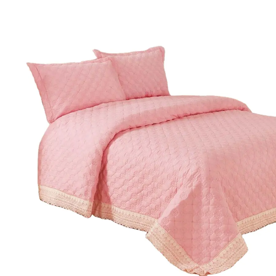 KOSMOS Biancheria Da Letto Policotone Merletto Del Ricamo Trapunta 3pcs Copriletto Copriletto biancheria da letto