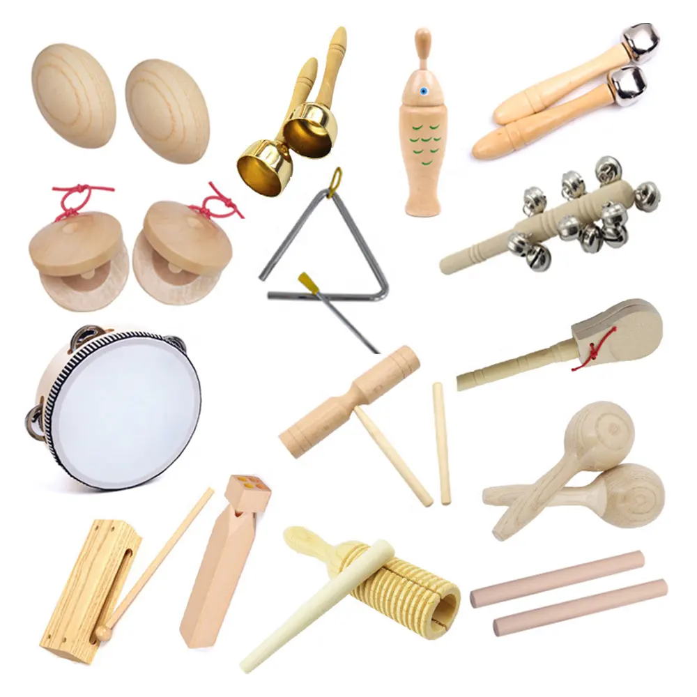 Instrumentos musicales de madera para Educación Temprana, instrumentos musicales de arena de madera, huevos de percusión, sonajero de madera, tambores de mano para niños