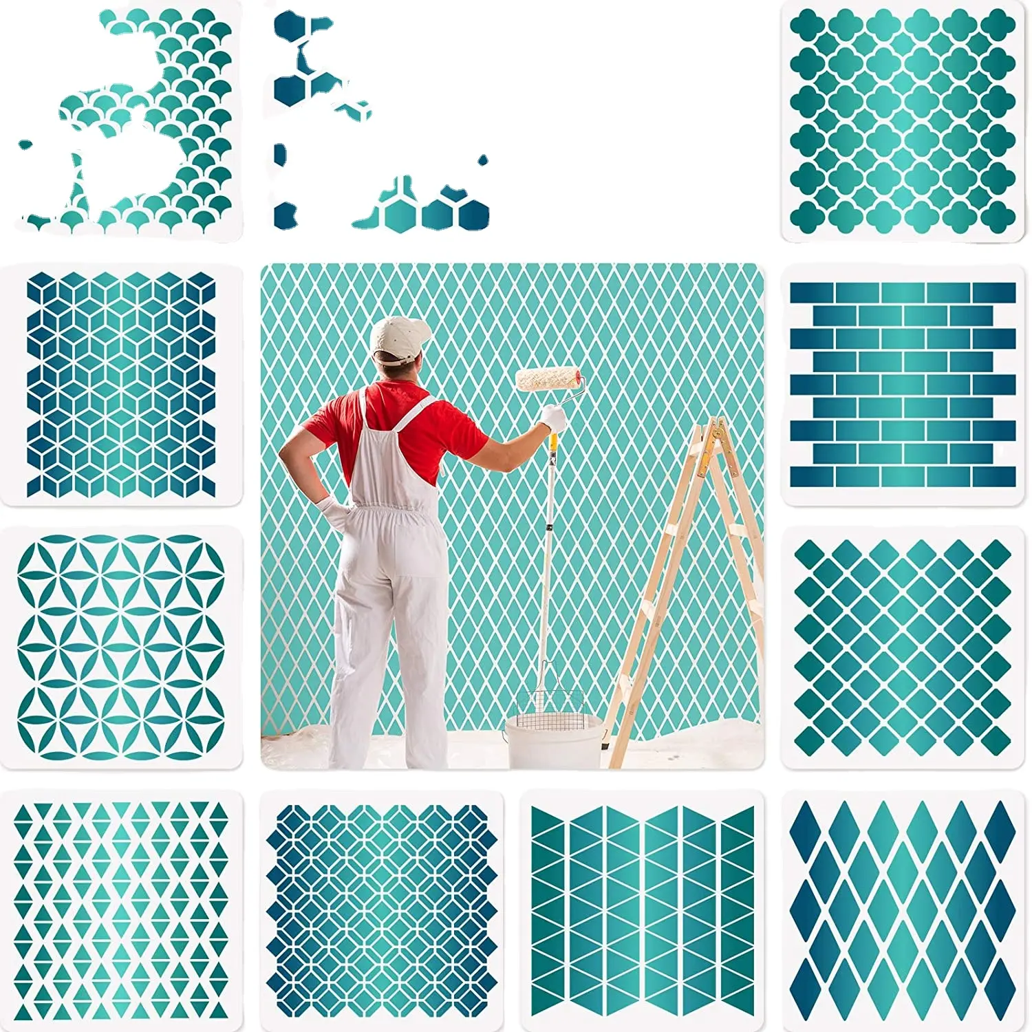 12 stencil geometrici a nido d'ape pittura modelli artistici stencil per Scrapbooking disegno tracciamento mobili fai da te decorazione del pavimento della parete