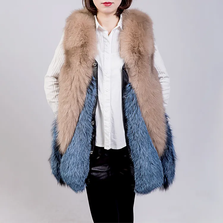 Factory Supplier Natural Silver Fox Fur Gilet Women Fur Vest Fox Fur Vest