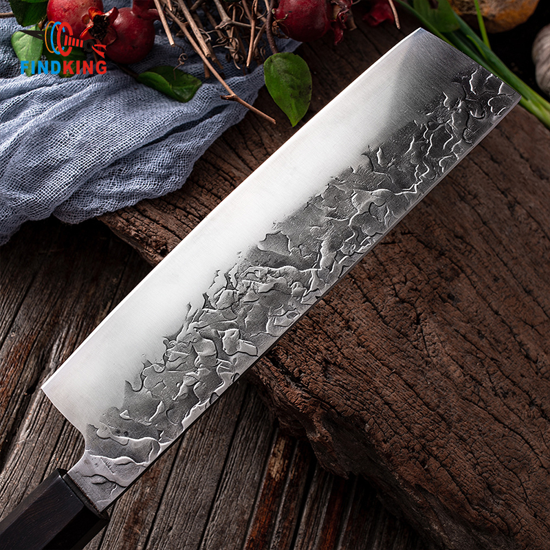 Handmade Forged Stainless Carbon Steel Cooking Chef Knife 8 Inch Nakiri Knife 2 pcs Japanese Octagonal Handle Kitchen Knife