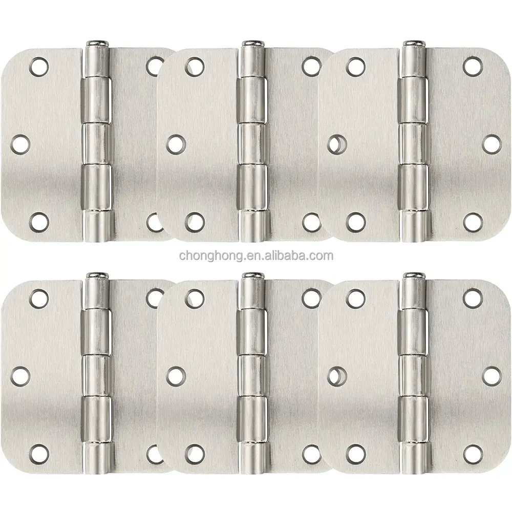 Door Hinges 3-1/2" x 3.5 inch  5/8 Radius  Brushed Nickel Hinges Corrosion Resistance Bilateral Symmetry Square Hinge
