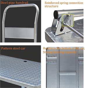 Platform Trucks Hand Push Platform Truck <strong>Trolley</strong> with 360 Degree Swivel Wheels Multi Functional Industrial Push Cart <strong>100</strong>*57cm - Product Image 4
