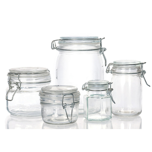 Toptan 16oz 25oz 1L 1.5L <span class=keywords><strong>2L</strong></span> 3L 4L temizle küçük hava geçirmez cam kavanozlar klip üst kapak ile gıda için