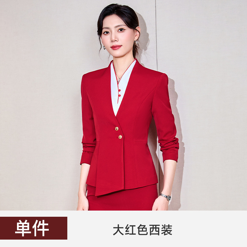 bright red suit