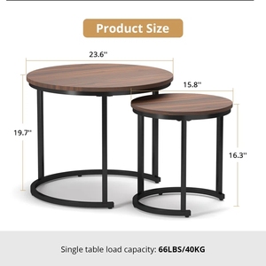 Juego de mesa auxiliar de metal de madera 2 mesas de centro - Product Image 4