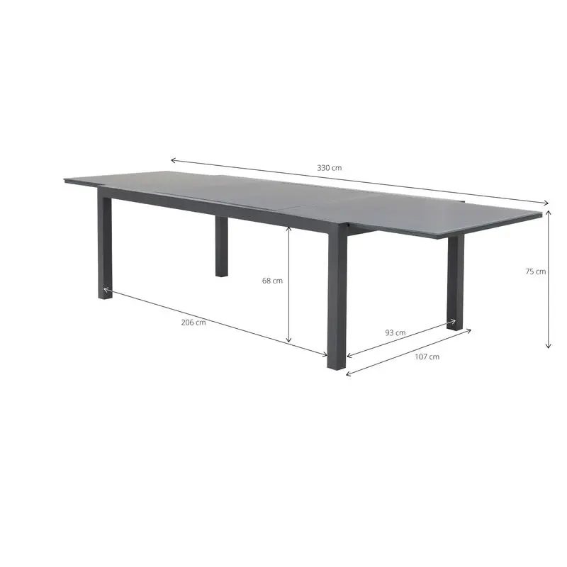 Table de salle à manger rectangulaire noire en céramique 220/330x100*75, offre spéciale