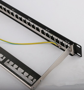 19 pulgadas con barra trasera extraíble 1U 24 puertos Cat8 Cat7 Cat6 Cat6A Cat5e STP Panel de conexión de red blindado - Product Image 3