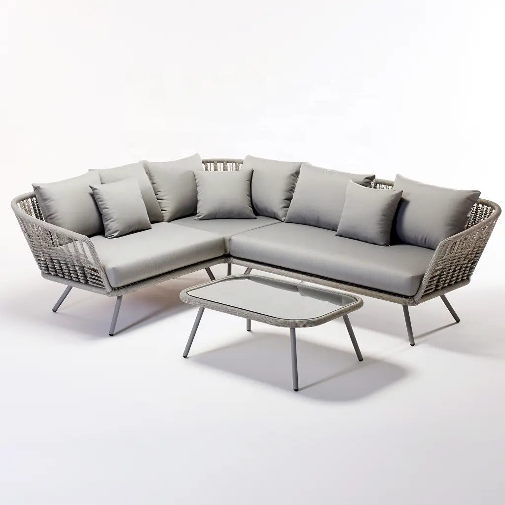 Sofa set cocok untuk furnitur luar ruangan, sofa taman sandaran tangan aluminium paduan untuk furnitur taman luar ruangan