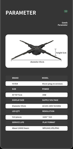 Fan olografica portatile 45cm HD Android 3D FanEasy installazione Wifi 3D controllo 3d ologramma Fan effetto occhio nudo 3d