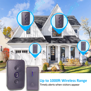 Wireless Smart Doorbell Set 2 Receivers Battery Button 38 Melodies 4-Level Volume LED <strong>Flash</strong> Smart Door Phones <strong>Memory</strong> <strong>Function</strong> - Product Image 4