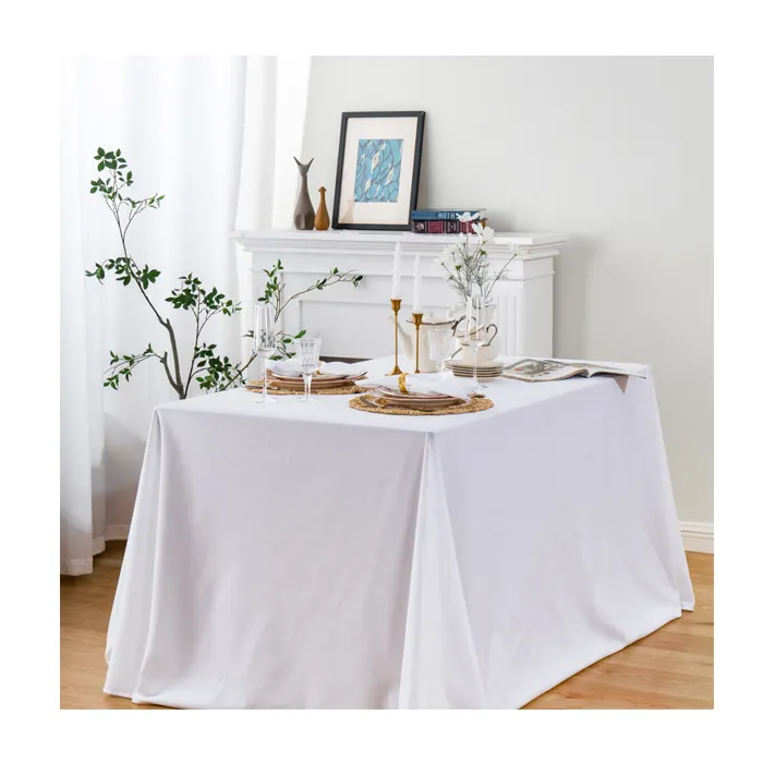 Mantel lavable de tela de poliéster similar al algodón de primera calidad para decoración de banquete de comedor de boda 90x132 pulgadas redondo 120"