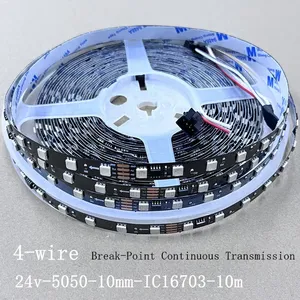 4-wire 24v IC 16703 RGB <strong>Led</strong> Strip <strong>5050</strong> 10M Addressable 60Leds/m <strong>Led</strong> Pixels 1 Ic Control <strong>6</strong> <strong>Leds</strong> DC24V Flexible Multicolor IP20
