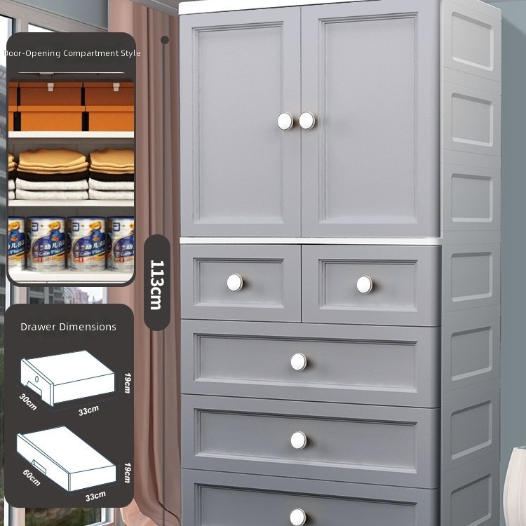 65cm wide compartmentalized drawer-5 tiers-gray