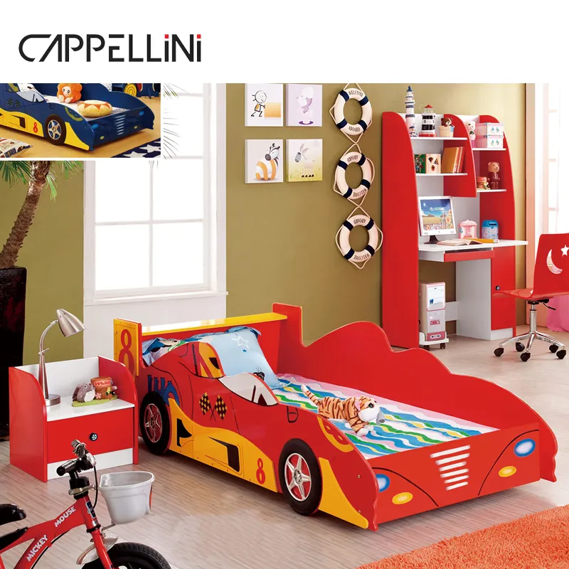 Toptan yarış araba yatağı seti ahşap çocuk yatak odası mobilyası yaratıcı yarış araba yatağı s çocuk setleri Modern setleri