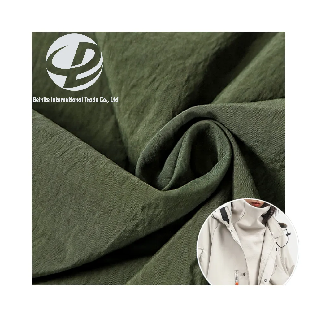 100% Nylon 228T Nylon Taslan tissu imperméable coupe-vent froissé crêpe Taslon TPU tissu pour vêtements veste