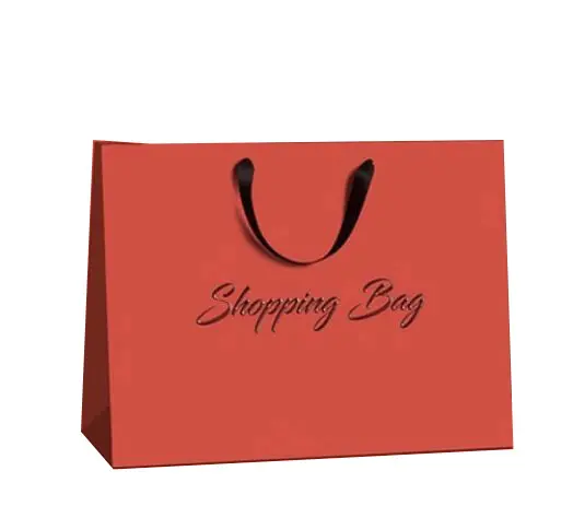 Luxury paper shopping bags with ribbon handle retail bolsas de papel large cloth kraft paper bag with your own logo