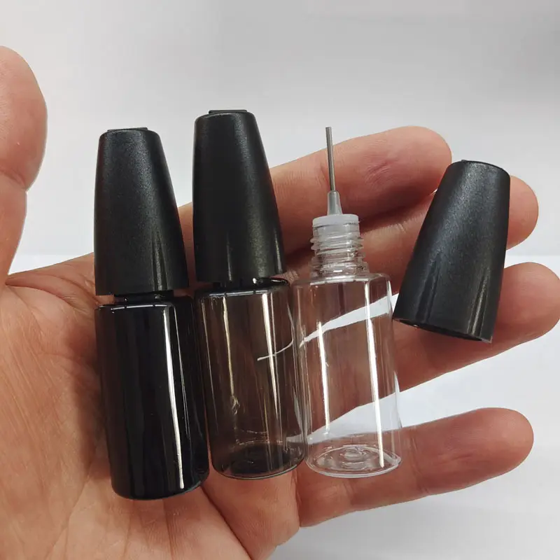 10ml 15ml 20ml 30ml Plastik flasche mit Nadel transparente schwarze Plastik flaschen zum Verpacken von Maschinen öl