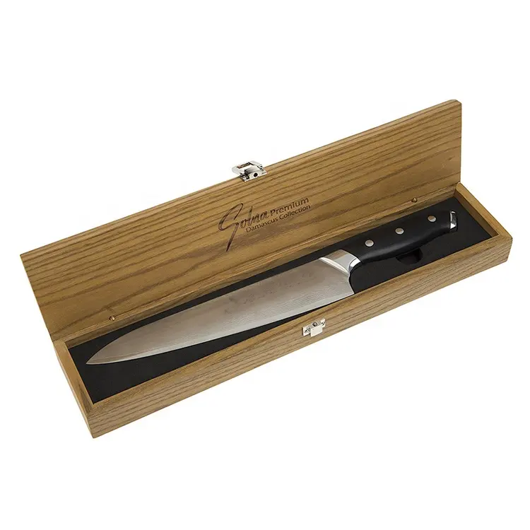 Boîte d'emballage de couteau personnalisé Offre Spéciale boîte de couteau en bois boîte de bouteille de vin en bois massif rectangle fait à la main accepter