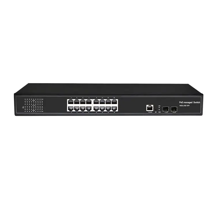 16GE + 2SFP tam Gigabit yönetilen PoE anahtarı 16*10/100/1000Base-TX PoE ve 2*100/1000M SFP ve 1 * konsol bağlantı noktası