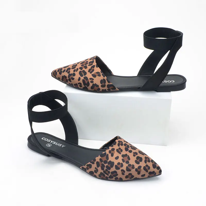 Sandalias planas con estampado de leopardo, novedad de verano, zapatos de Madre de estilo euroamericano, zapatos de tacón bajo Baotou para mujer