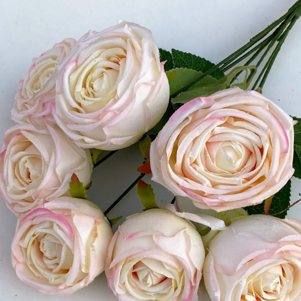 bouquet 7 têtes rose 45cm champagne rose