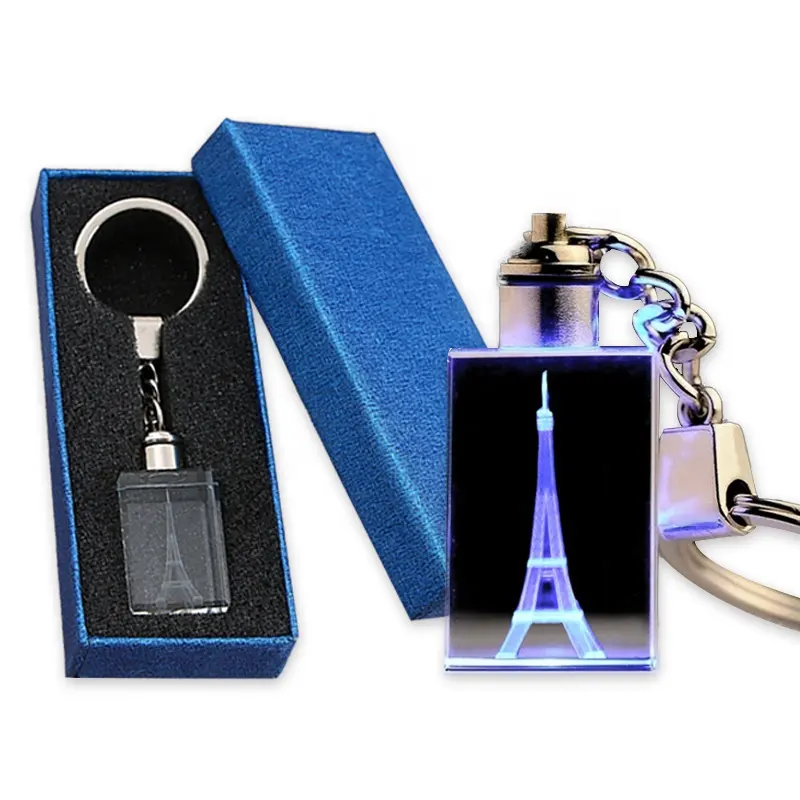 Personalizzato Ha Condotto La Luce Up di Parigi della Torre Eiffel di Cristallo Keychain Per Il Turista Souvenir Regalo