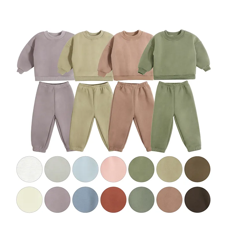 Roupas infantis bordadas personalizadas 100% algodão, moletom infantil de manga comprida, conjunto de agasalho infantil para bebês meninos
