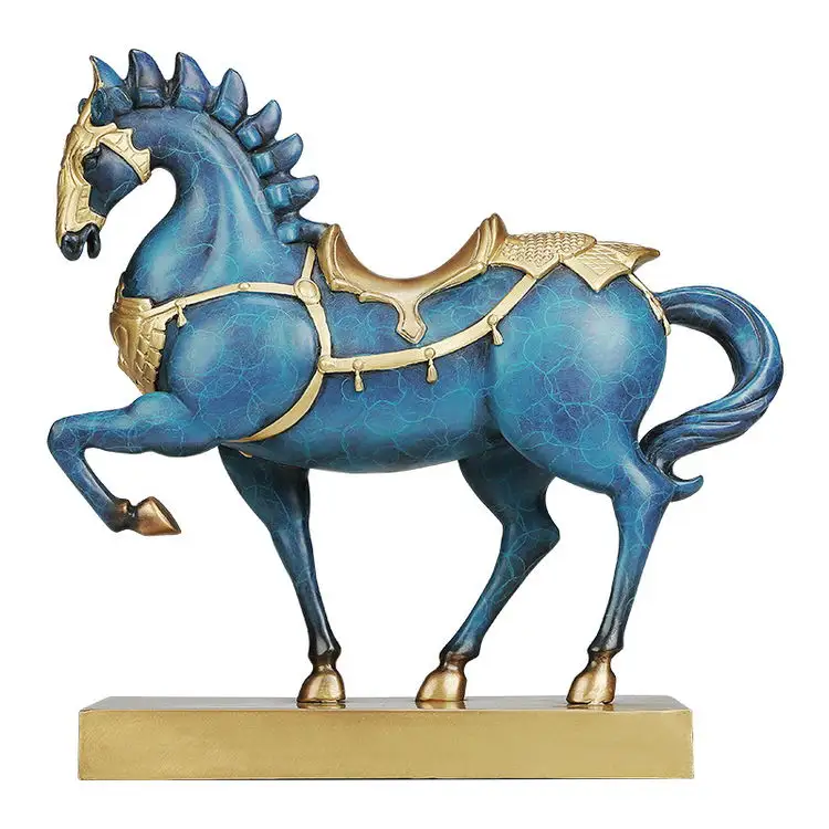 Estatuas de animales de latón de diseño Popular de la suerte, decoraciones para interiores de oficina, estatua de caballo de latón antiguo