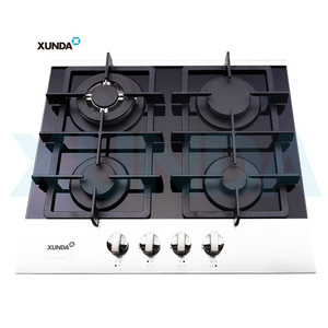 Xunda 8mm強化ガラス内蔵ガス調理器ストーブ電子点火4バーナー鉄セラミック表面エナメルバーナーキャップ - Product Image 2
