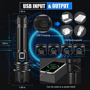 Flashlights 1000+ High Lumens Rechargeable Flashlights Led Torch XHP70.2 Super Bright Handheld Flashlights For Emergency Camping - Product Image 3