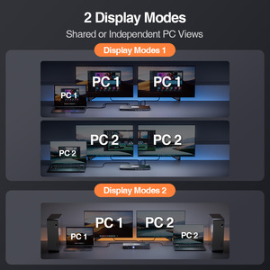TESmart çift monitör USB-C KVM yerleştirme istasyonu kiti 4K60Hz MST 2 dizüstü bilgisayarlar için EDID & 2 adet USB 3.0 4x2 KVM anahtarları - Product Image 5