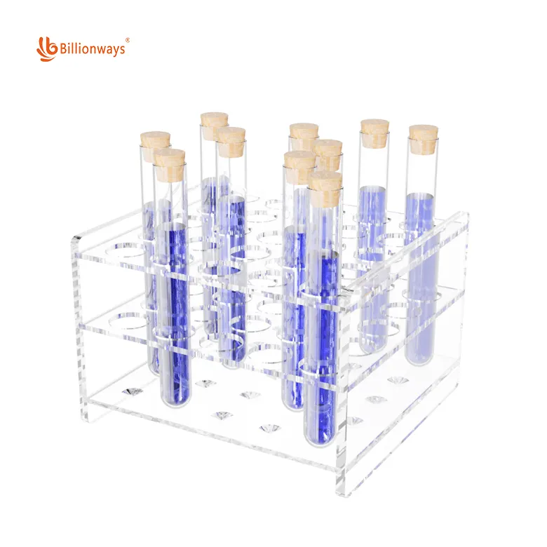 Soportes de tubos de ensayo de acrílico transparente Estante de soporte de exhibición de tubo con 12 agujeros para jeringa de impresión dental Soporte de pipeta de acrílico