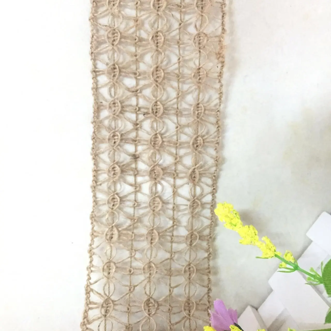 Prezzo di fabbrica Retro pastorale abbigliamento pizzo tessuto corda di canapa fettuccia tela di cotone fettuccia rotolo di tela di iuta