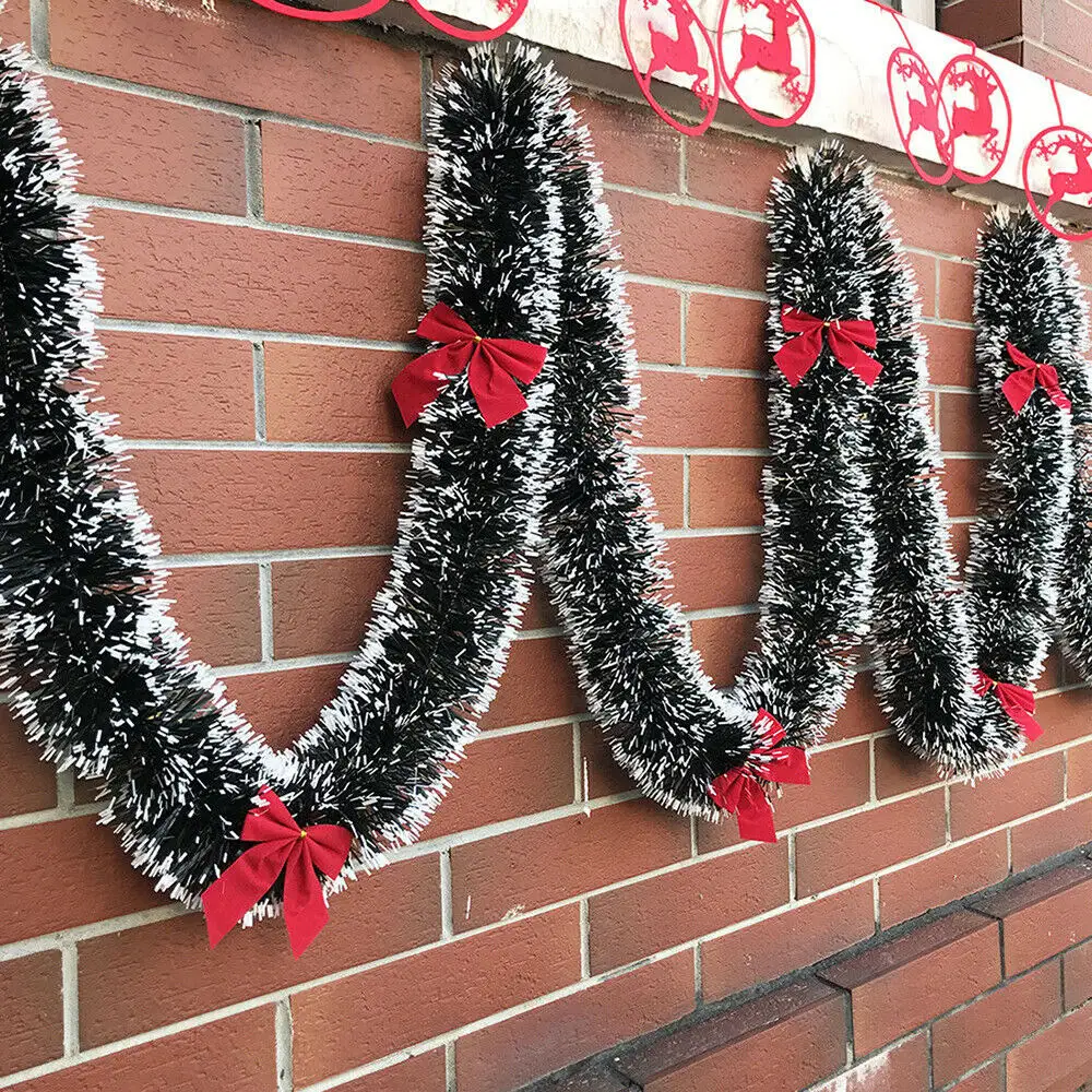 2M Feliz Navidad fiesta en casa decoración de la puerta de la pared 2023 adornos de árbol de Navidad tiras de oropel con Bowknot suministros para fiestas