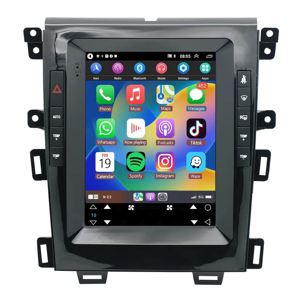 Rádio estéreo para carro Android 13 9.7'' IPS Tela Carplay Navegação GPS WIFI FM AM RDS ASP 36 EQ Espelho Link para Ford Edge 2010-2014